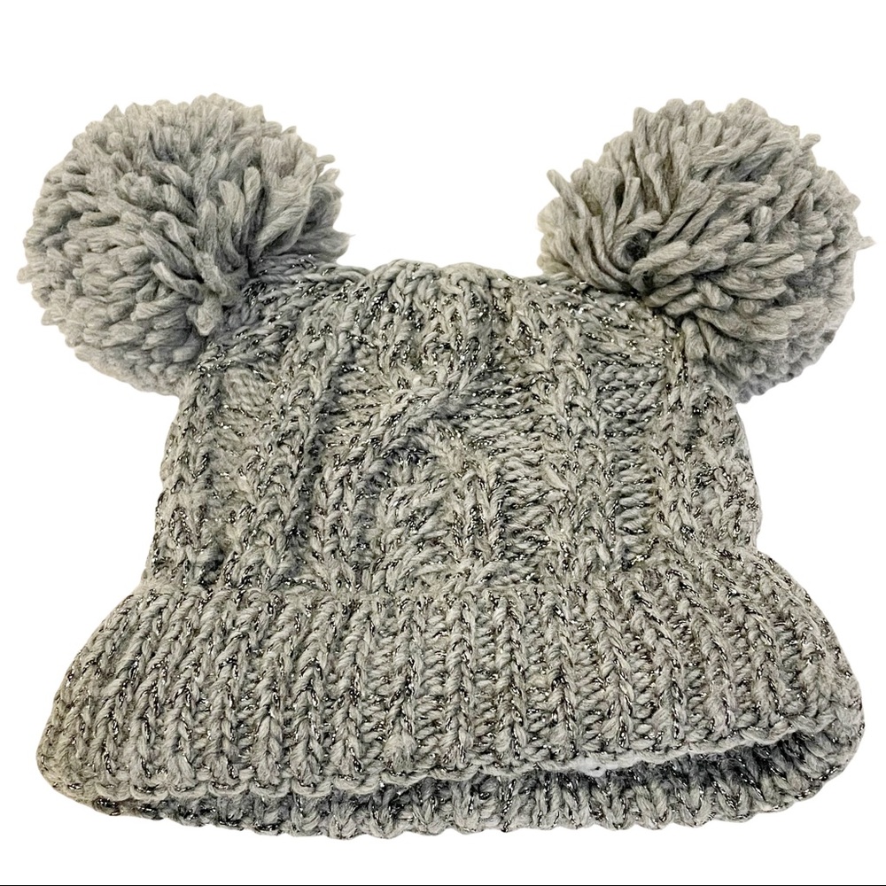 The‎ Childrens Place Size Small Grey Pom Pom Girls Knit Beanie Hat
